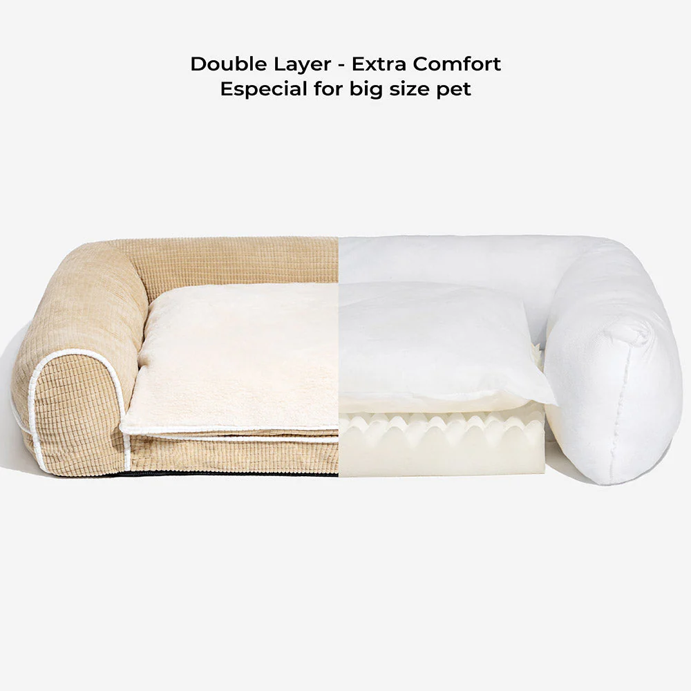 Deluxe Flannel Double-Layer Orthopaedic Dog Sofa Bed - Image 4