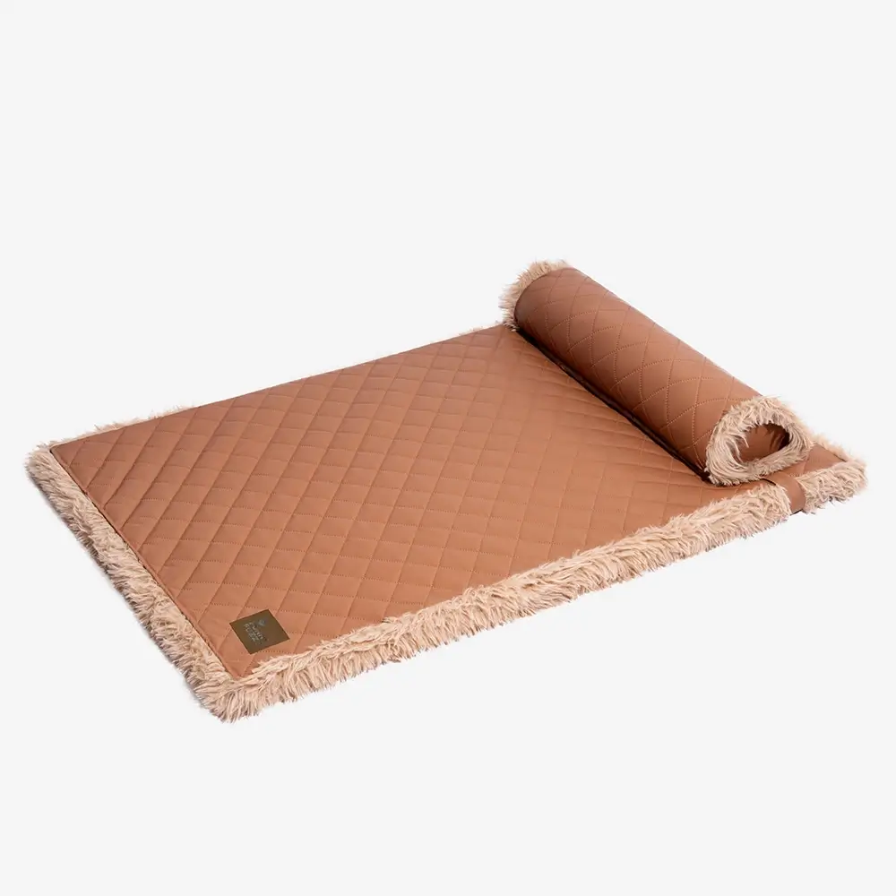 Dual-Sided Faux Leather＆Warm Plush Removable Sponge Dog Mat With Pillow - Image 11