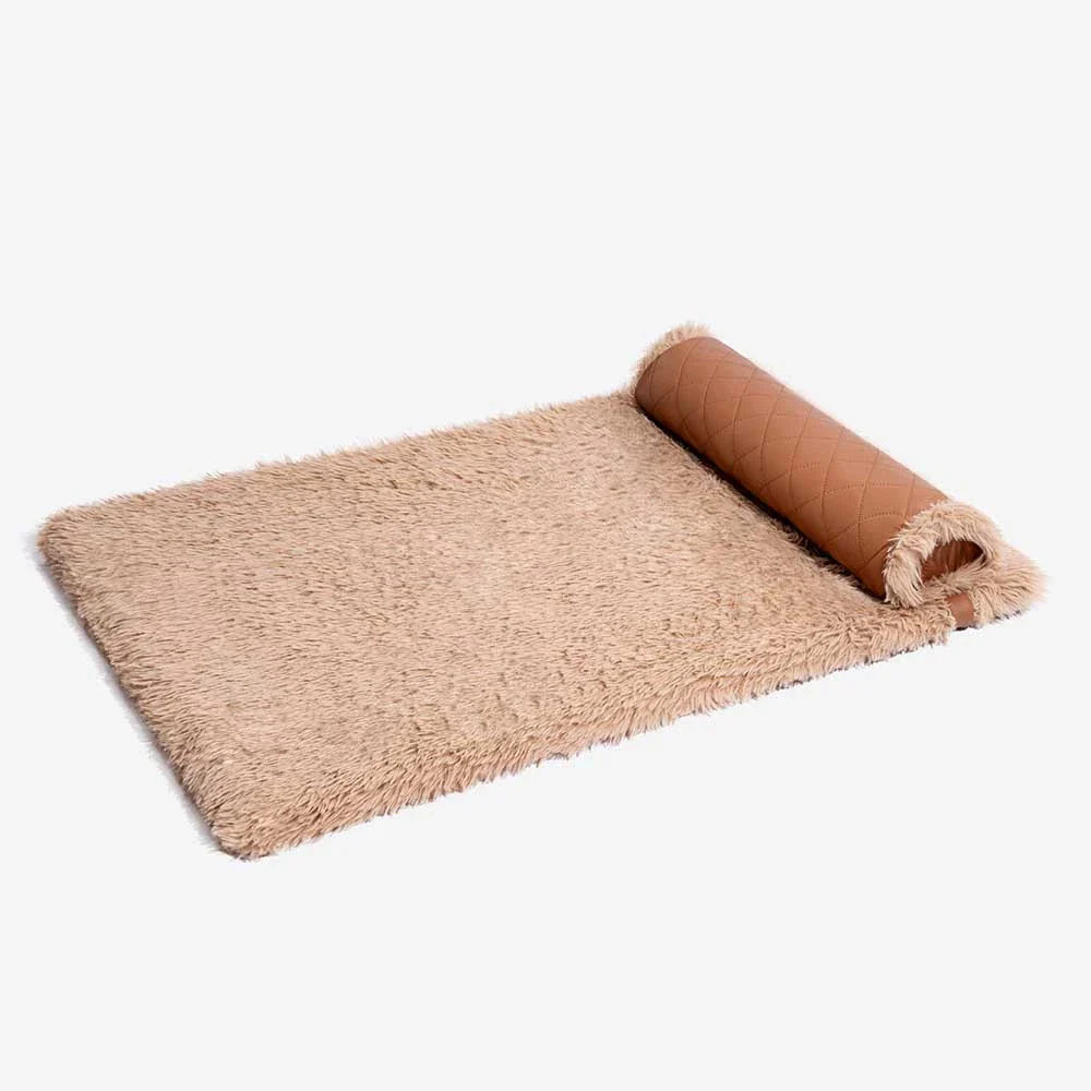 Dual-Sided Faux Leather＆Warm Plush Removable Sponge Dog Mat With Pillow - Image 12