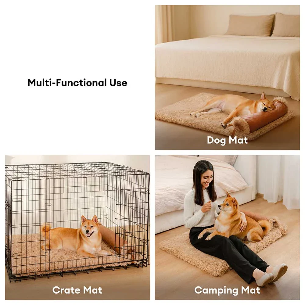 Dual-Sided Faux Leather＆Warm Plush Removable Sponge Dog Mat With Pillow - Image 5