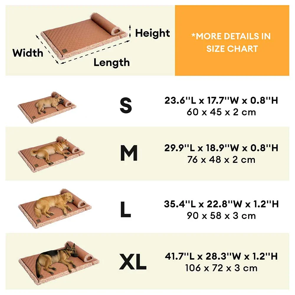 Dual-Sided Faux Leather＆Warm Plush Removable Sponge Dog Mat With Pillow - Image 7