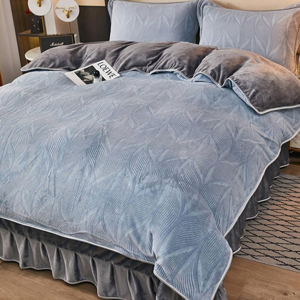 Elegant Botanical Pattern Milk Velvet Bed Sheet Set - Image 18