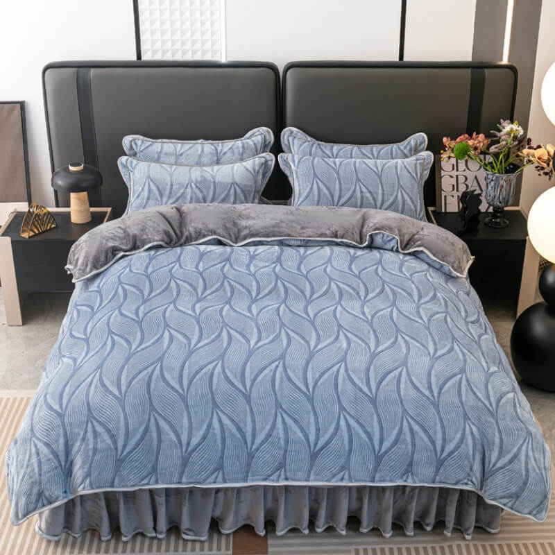 Elegant Botanical Pattern Milk Velvet Bed Sheet Set - Image 19
