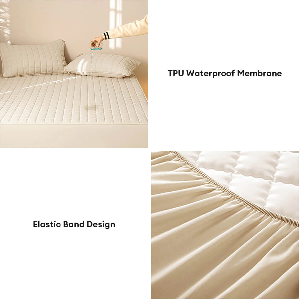Elegant Square Breathable Waterproof Antibacterial Fitted Sheet Mattress Cover - Image 6