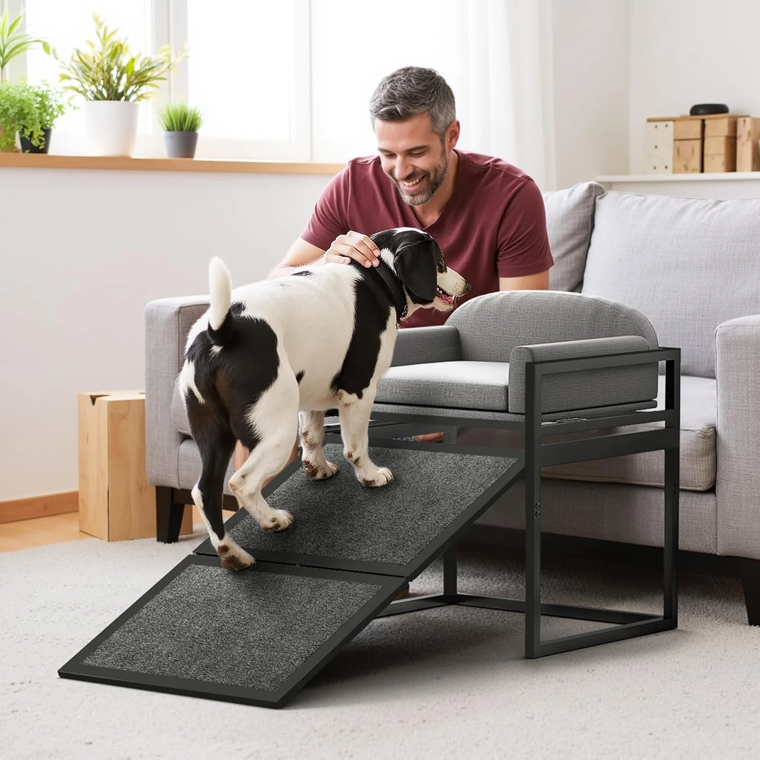 Elevated Pet Sofa Bed with Stairs Ramp for Bedside Lounge or Dog Window Perch - Image 10