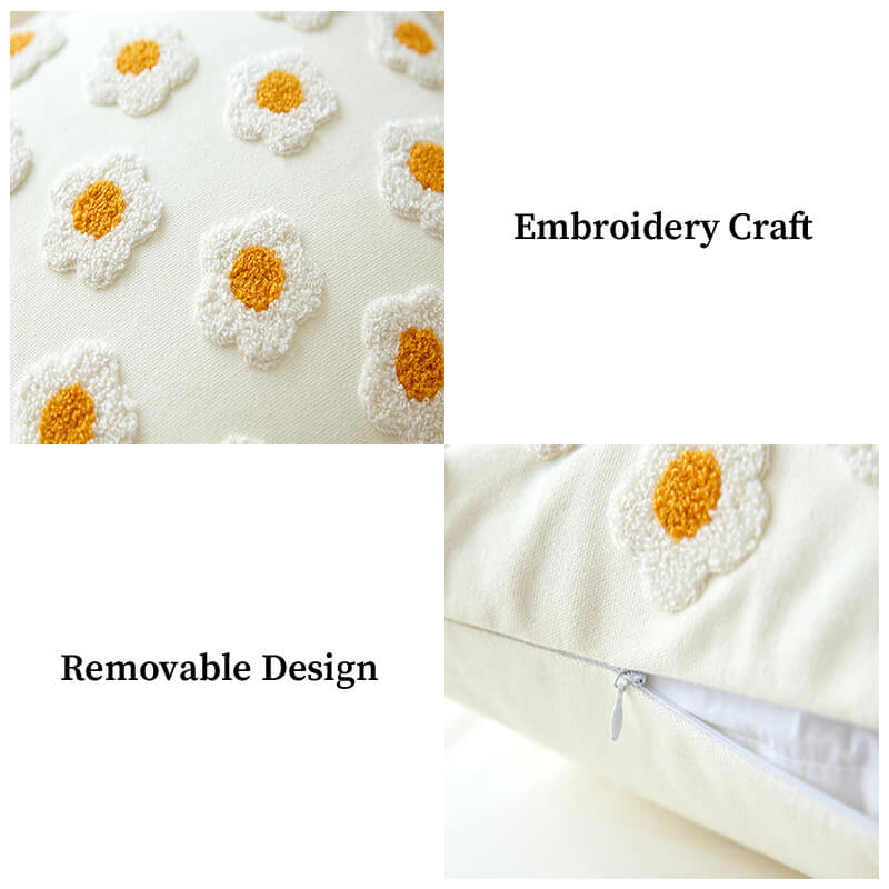 Embroidered Daisy Pillow Sofa Pillow - Image 5