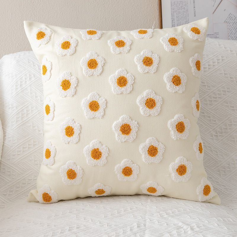 Embroidered Daisy Pillow Sofa Pillow - Image 7