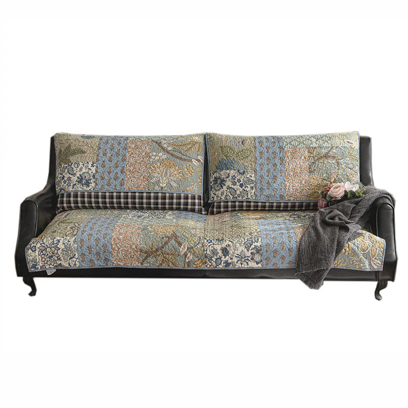 European Floral Cotton Couch Cover Sofa Protective Non-slip Cover - Image 7