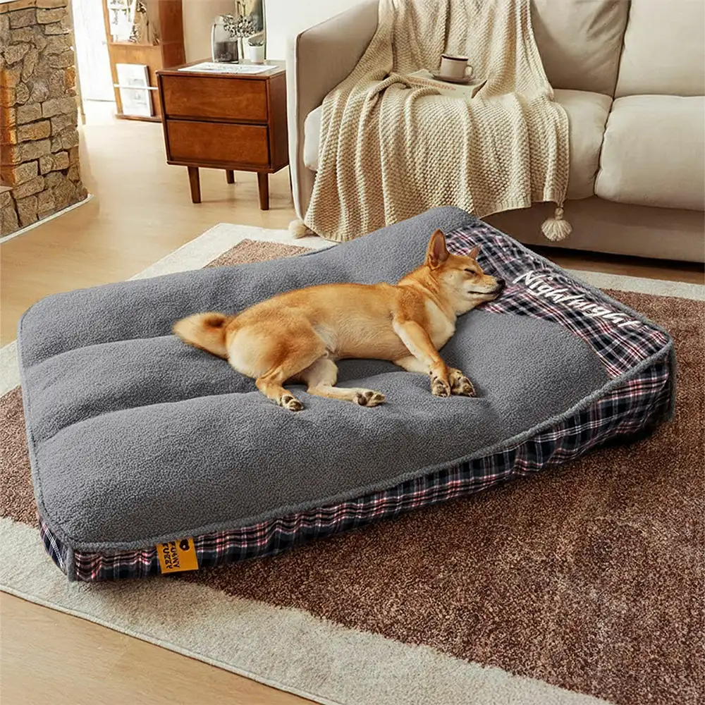 Extra Large Washable Teddy Fluffy Rectangle Dog Bed - Night-night - Image 14