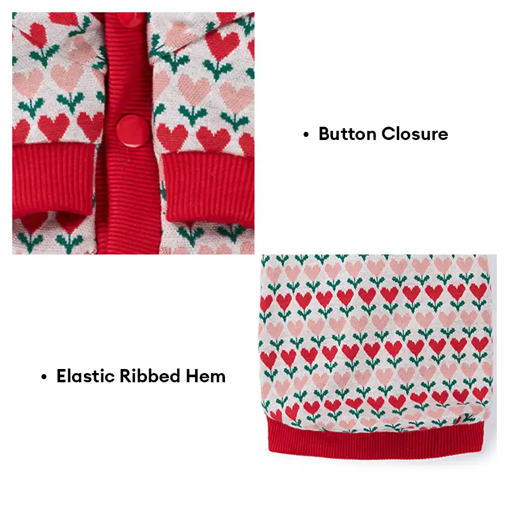 Fair Isle Heart Patterned Dachshund Cardigan Dog Jumper - Image 2