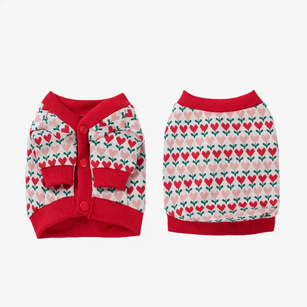 Fair Isle Heart Patterned Dachshund Cardigan Dog Jumper - Image 3