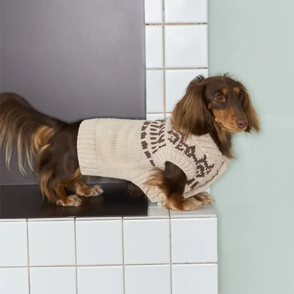 Fair Isle Pattern Dachshund Sleeveless Dog Jumper - Image 2