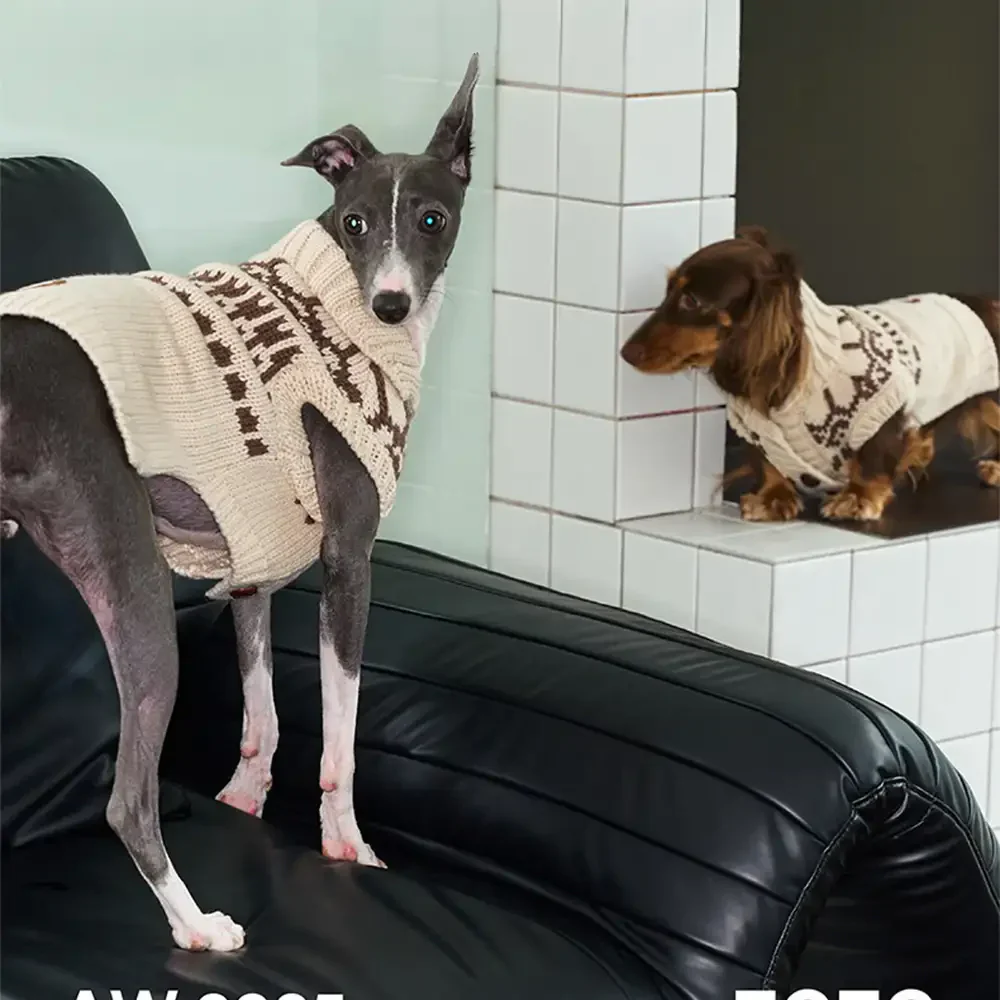 Fair Isle Pattern Dachshund Sleeveless Dog Jumper - Image 5