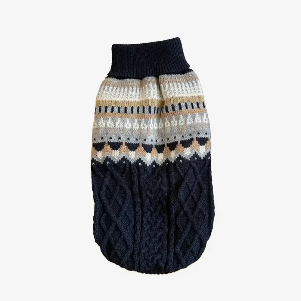 Fair Isle Pattern Knitted Linen Dog Jumper with Classic Collar - Image 11