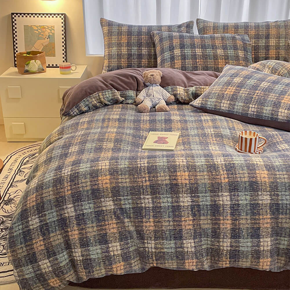 Fashion Floral Print Milk Velvet Comfort Anti-Static Bed Sheet Set - Image 10