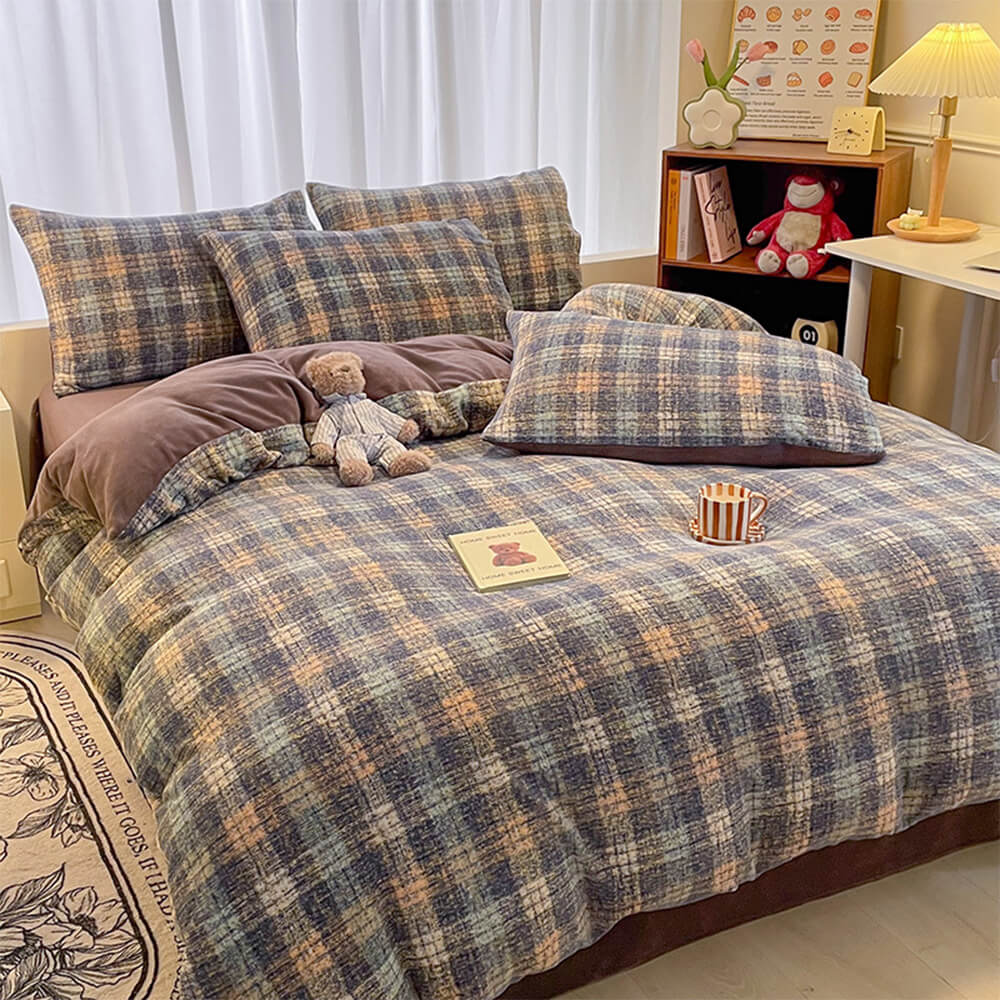 Fashion Floral Print Milk Velvet Comfort Anti-Static Bed Sheet Set - Image 11