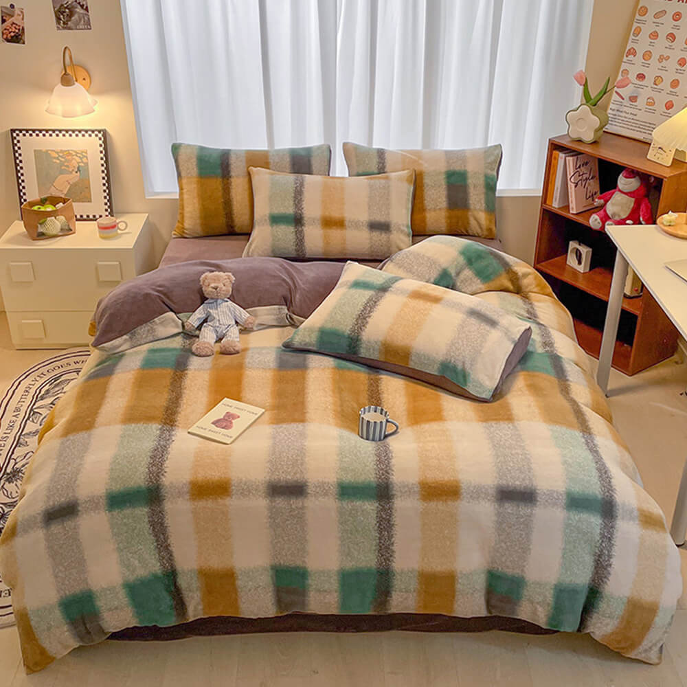 Fashion Floral Print Milk Velvet Comfort Anti-Static Bed Sheet Set - Image 21
