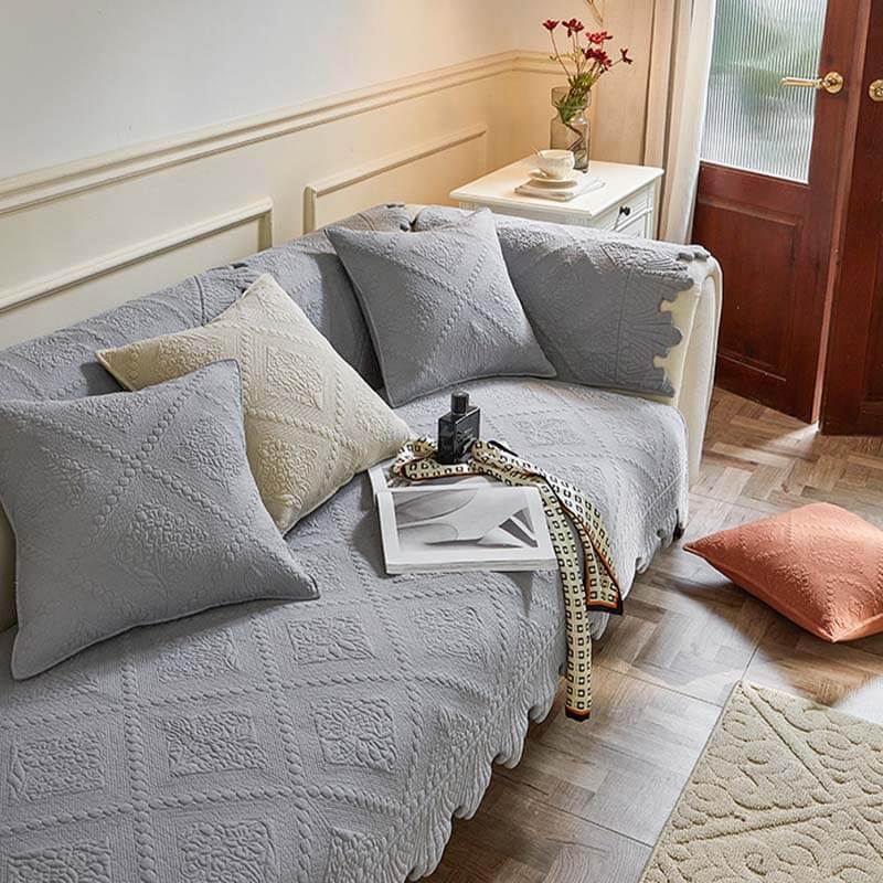 Fashion Leaf Trim Cotton Washable Couch Cover - Image 10