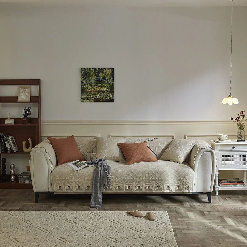 Fashion Leaf Trim Cotton Washable Couch Cover - Image 18