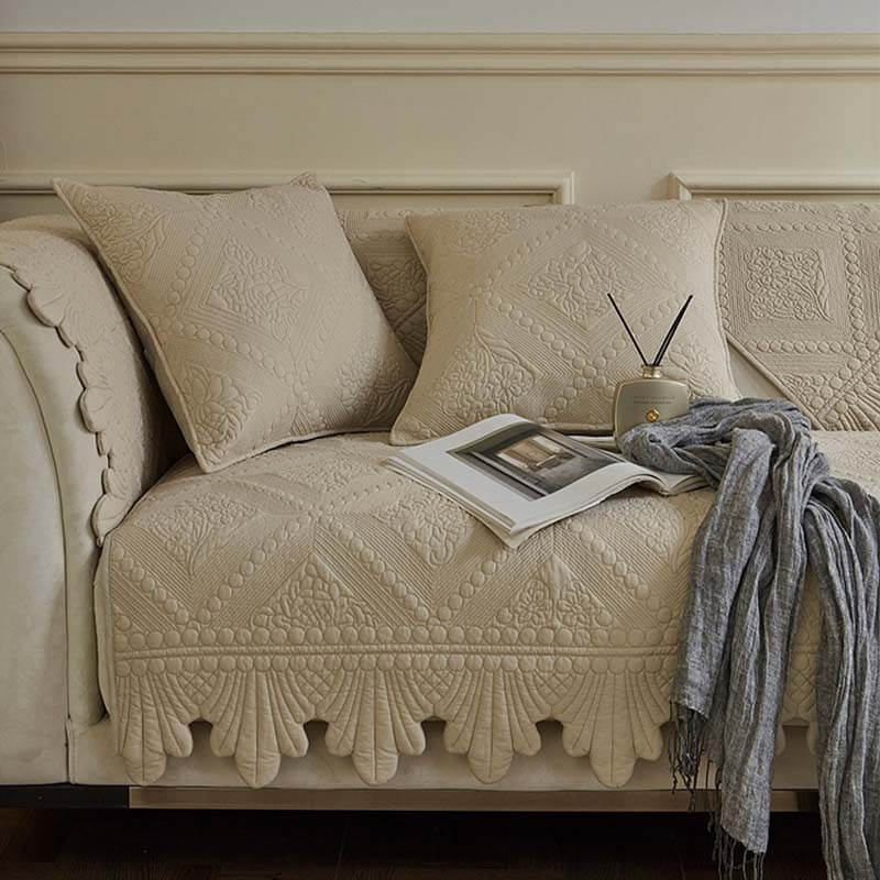 Fashion Leaf Trim Cotton Washable Couch Cover - Image 20