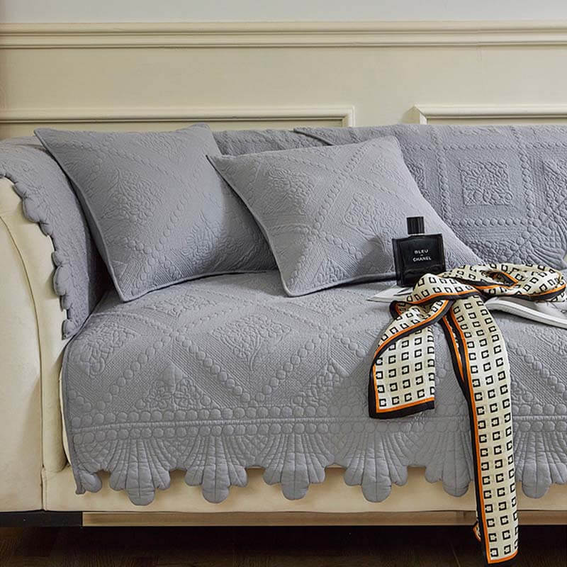 Fashion Leaf Trim Cotton Washable Couch Cover - Image 8