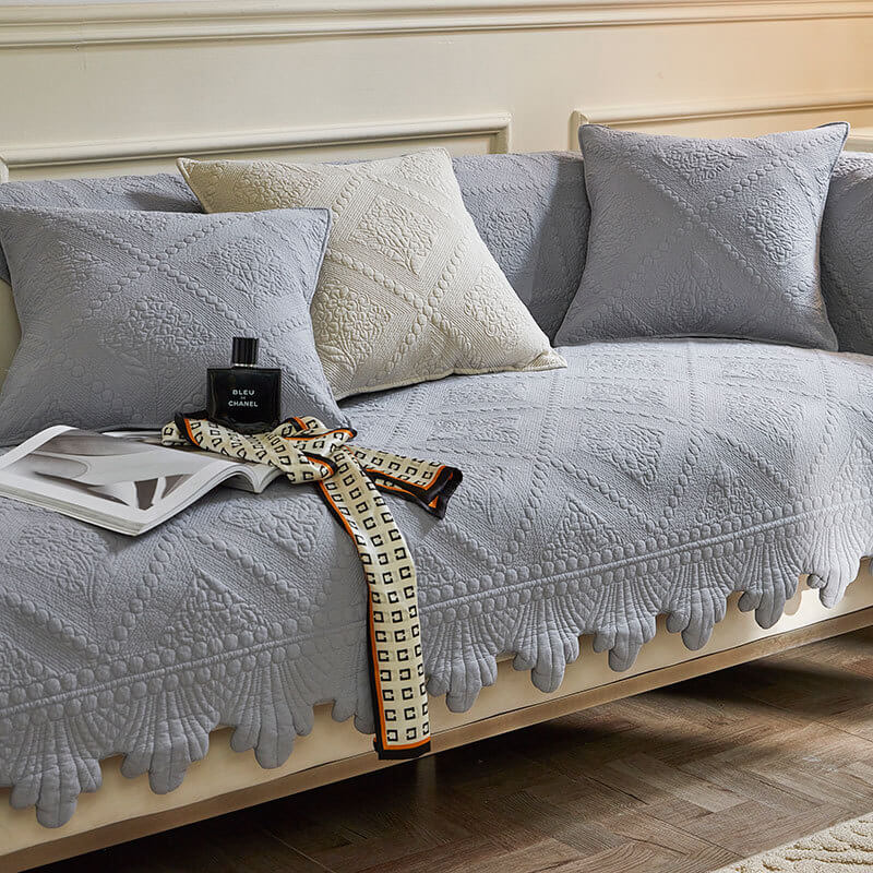 Fashion Leaf Trim Cotton Washable Couch Cover - Image 9