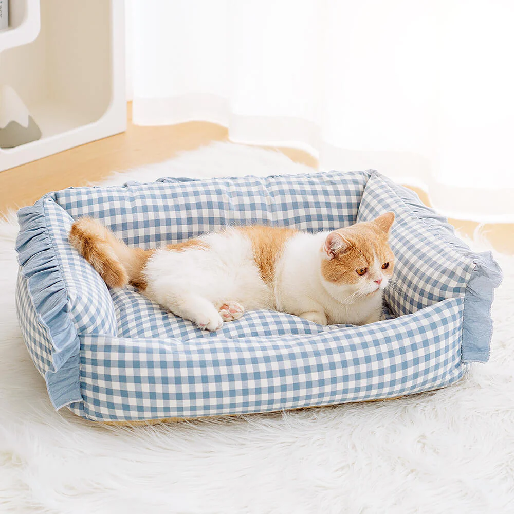 Fashion Ruffle Plaid Detachable Warm Dog & Cat Bed - Image 6
