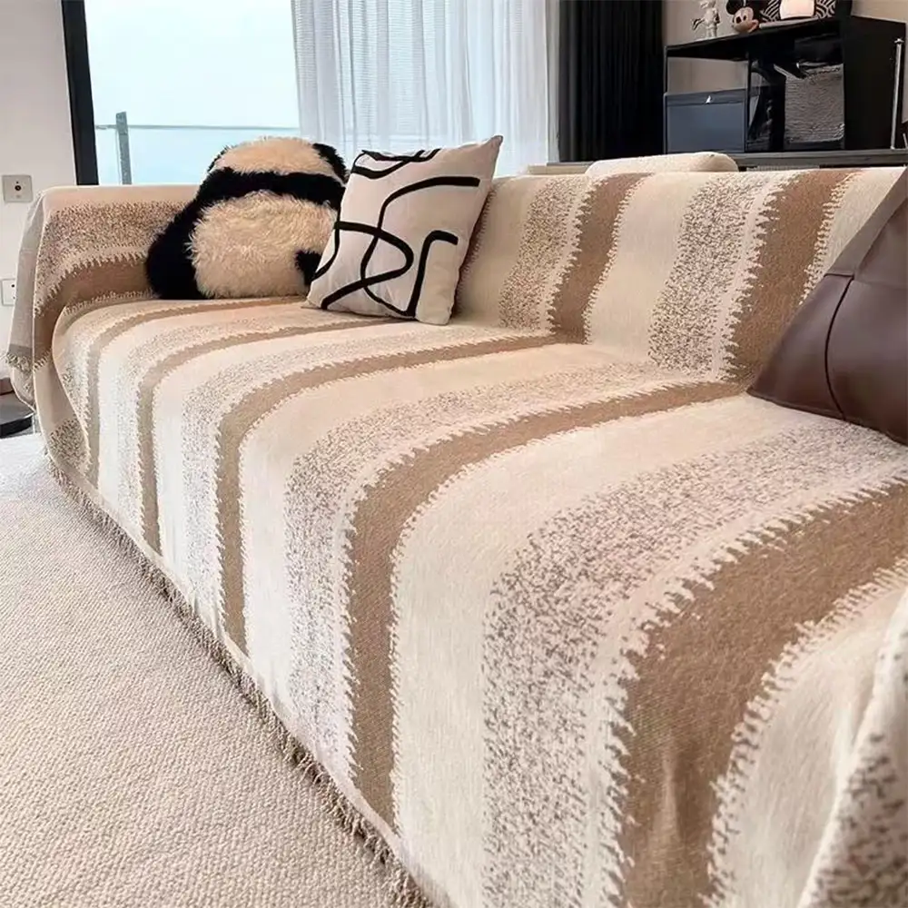 Fashion Striped Chenille Scratch-Resistant Sofa Protection Couch Cover - Image 16