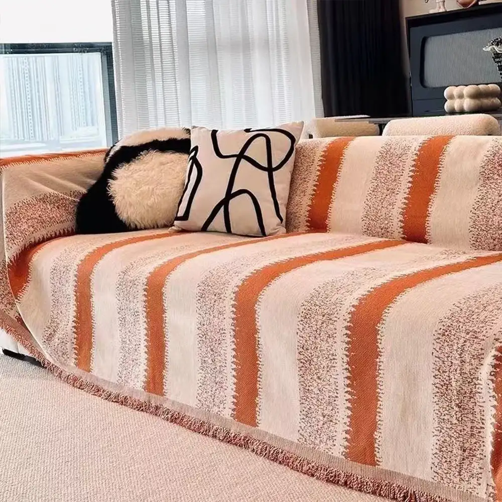 Fashion Striped Chenille Scratch-Resistant Sofa Protection Couch Cover - Image 4