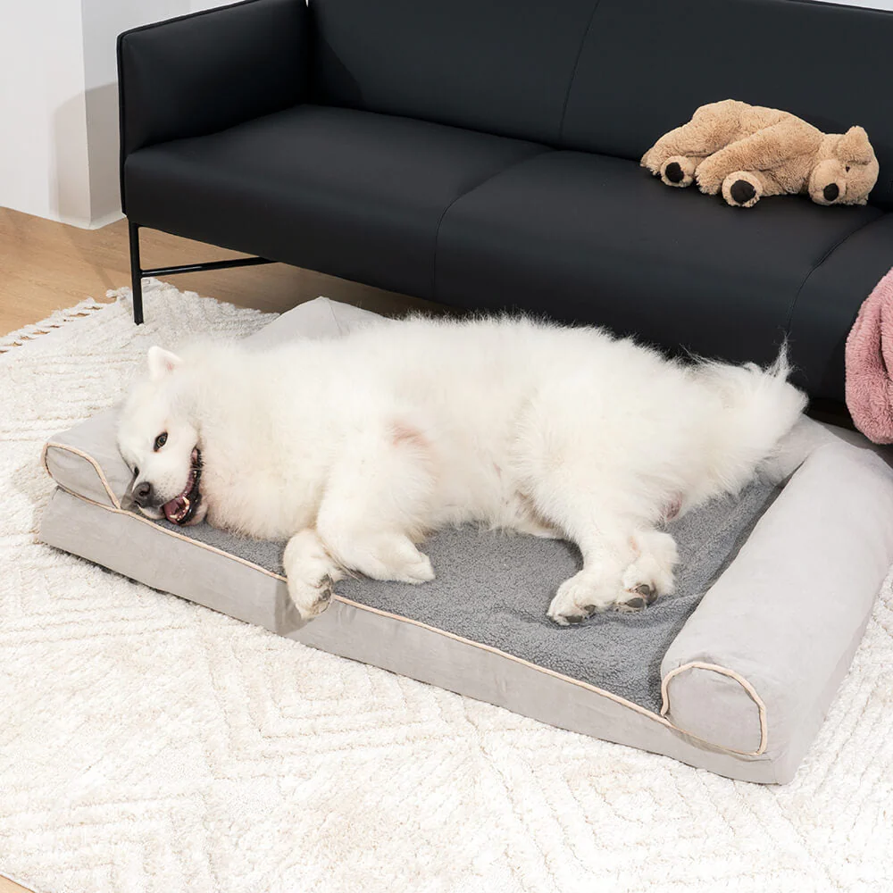 Faux Fleece & Suede Full Support Orthopaedic Dog Bed - Image 3