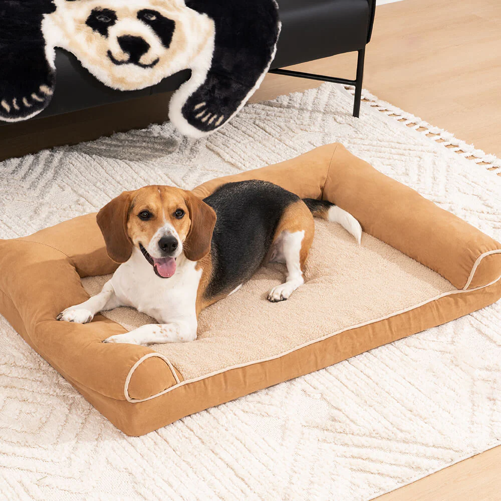 Faux Fleece & Suede Full Support Orthopaedic Dog Bed - Image 4
