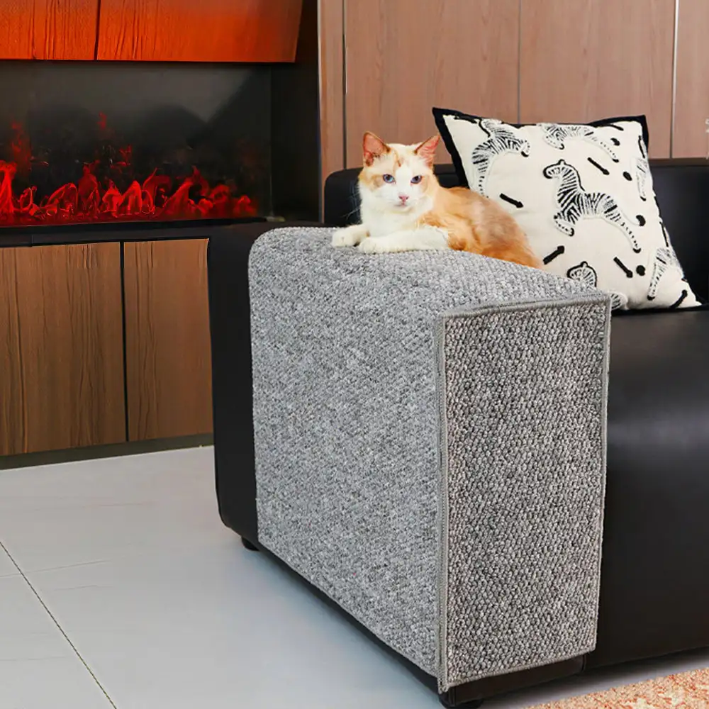 Faux Sisal Scratch-Resistant Sofa Armrest Protector Cover for Cats - Image 11