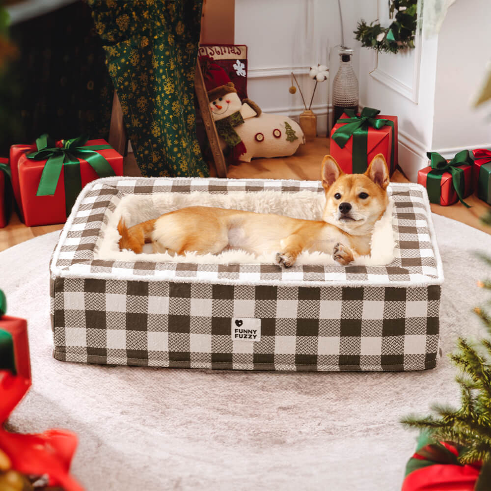 Festive Classic Tartan Cosy Dog Anti-Anxiety Calming Bed - Image 12