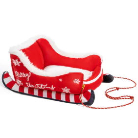 Festive Plush Cosy Dog Bed - Christmas Sleigh - Image 12