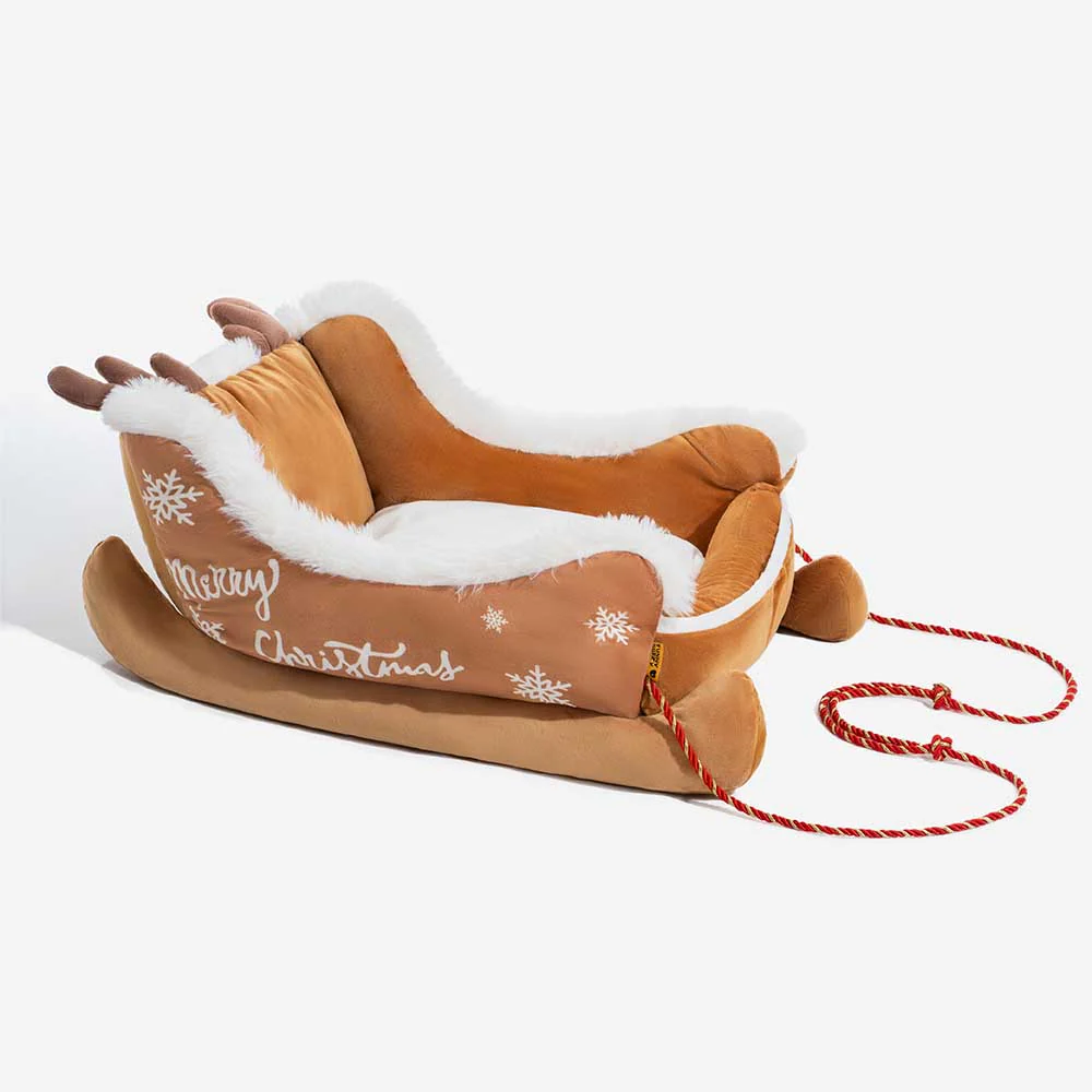 Festive Plush Cosy Dog Bed - Christmas Sleigh - Image 13