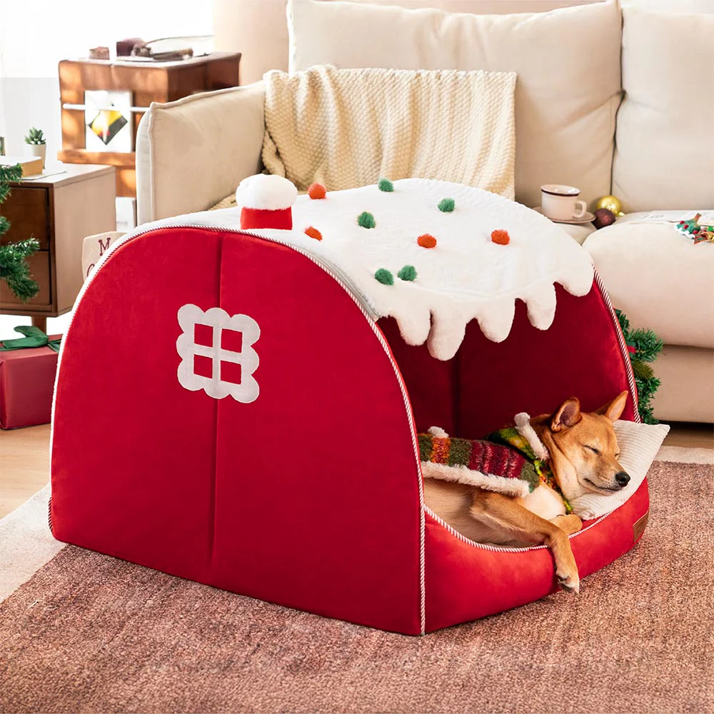 Festive Snow House Orthopaedic Dog Bed - Christmas Warmth - Image 2