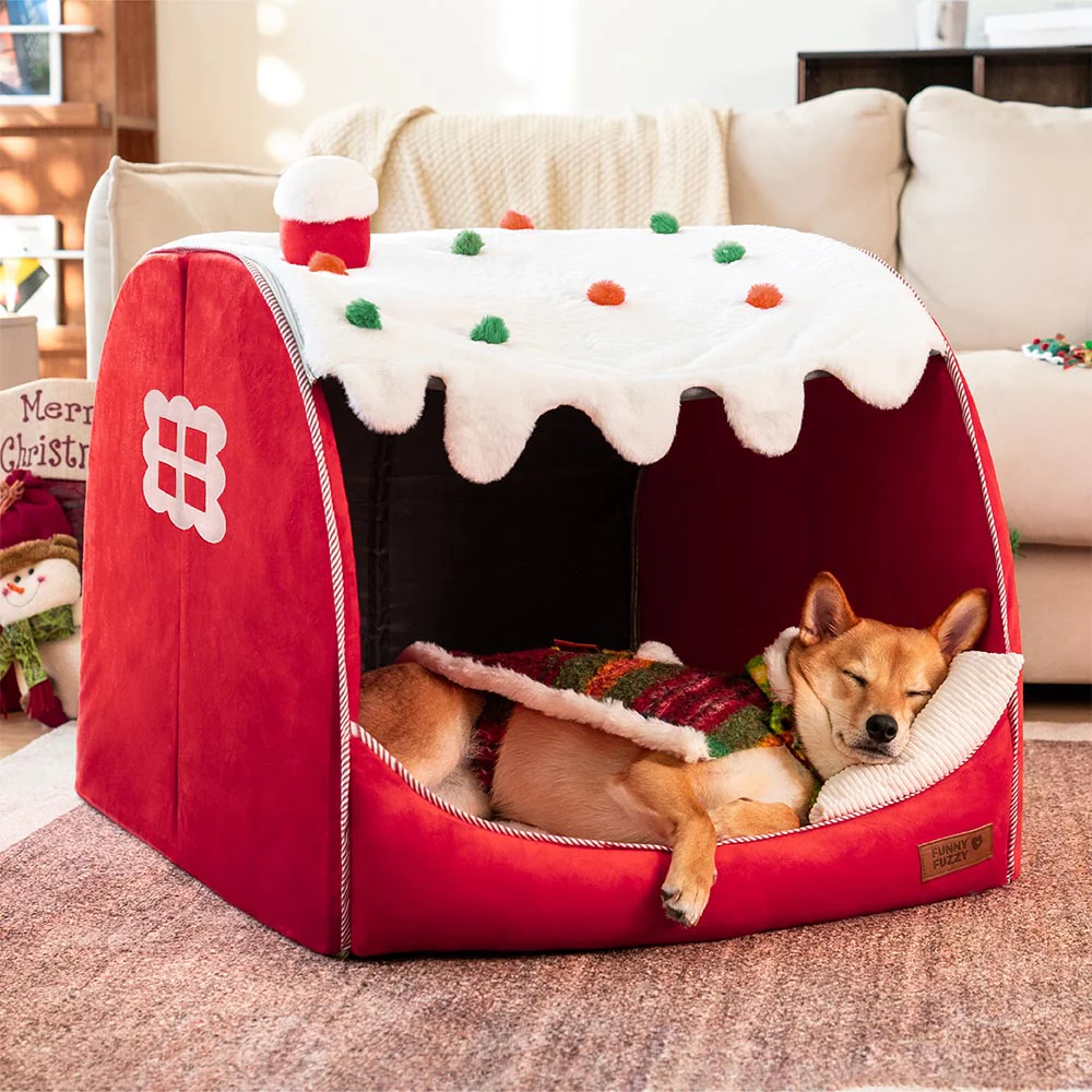 Festive Snow House Orthopaedic Dog Bed - Christmas Warmth - Image 3