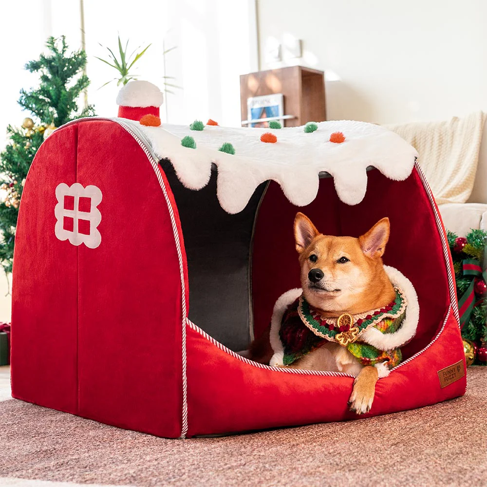 Festive Snow House Orthopaedic Dog Bed - Christmas Warmth - Image 9