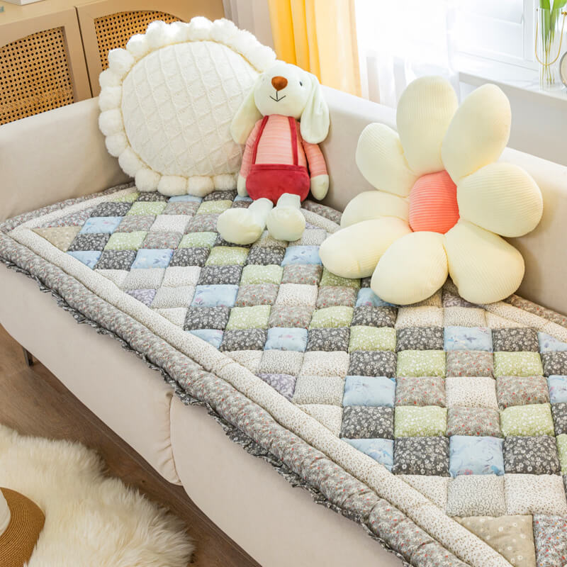 Floral Handmade Pure Cotton Protective Couch Cover - Image 10
