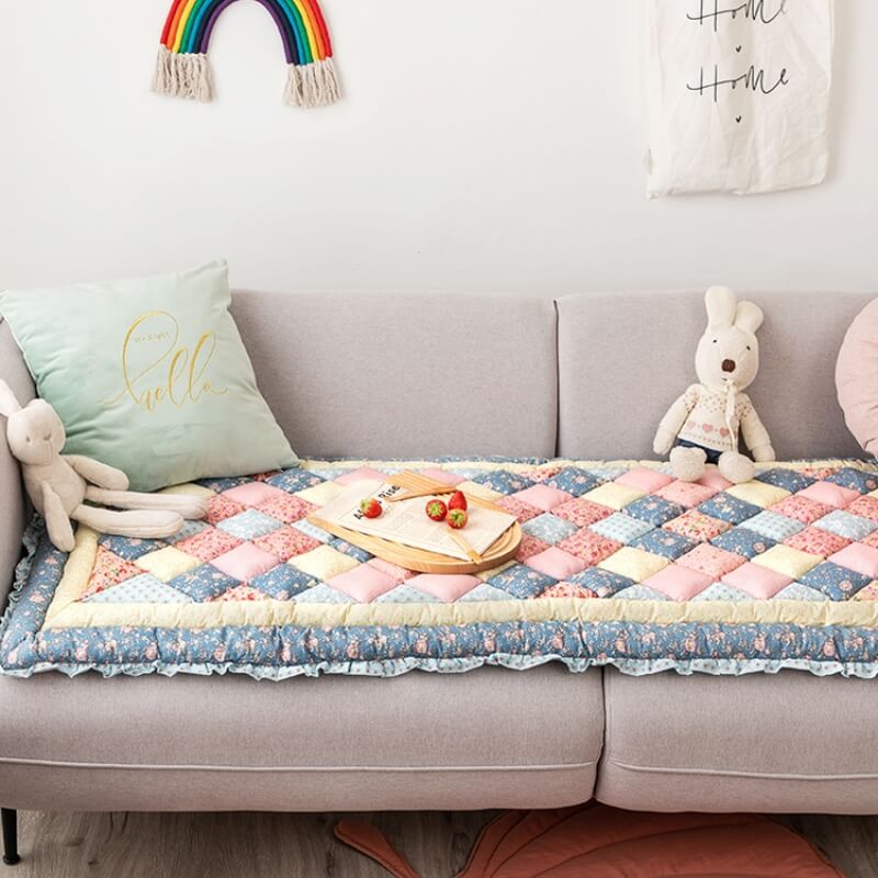 Floral Handmade Pure Cotton Protective Couch Cover - Image 3