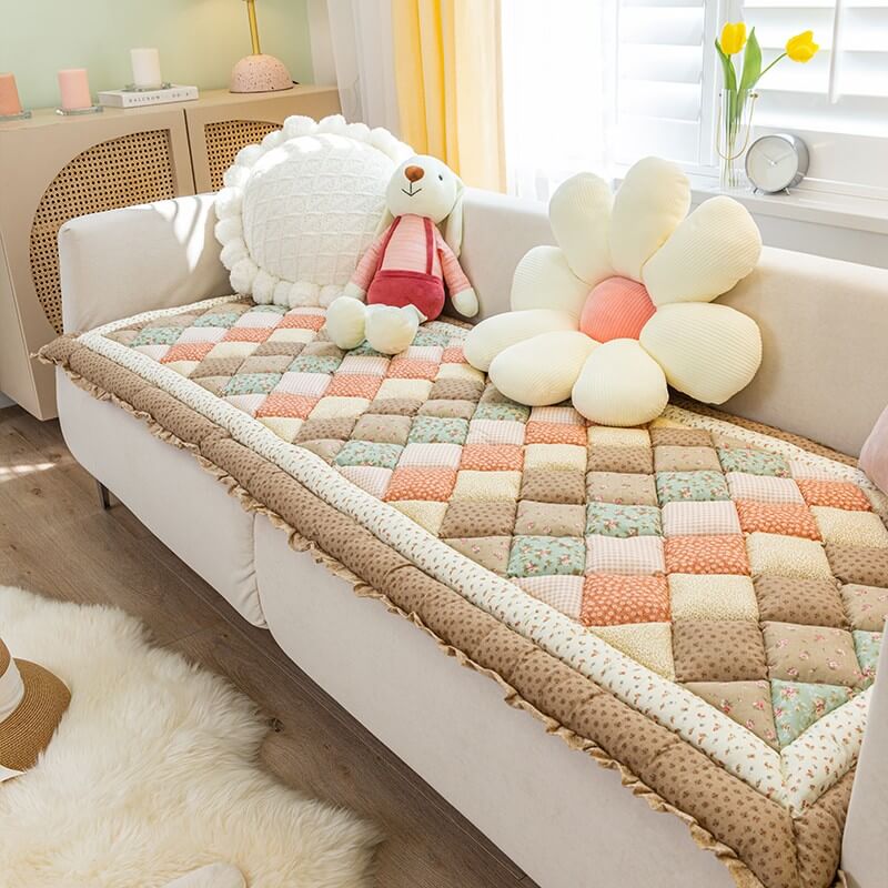 Floral Handmade Pure Cotton Protective Couch Cover - Image 7