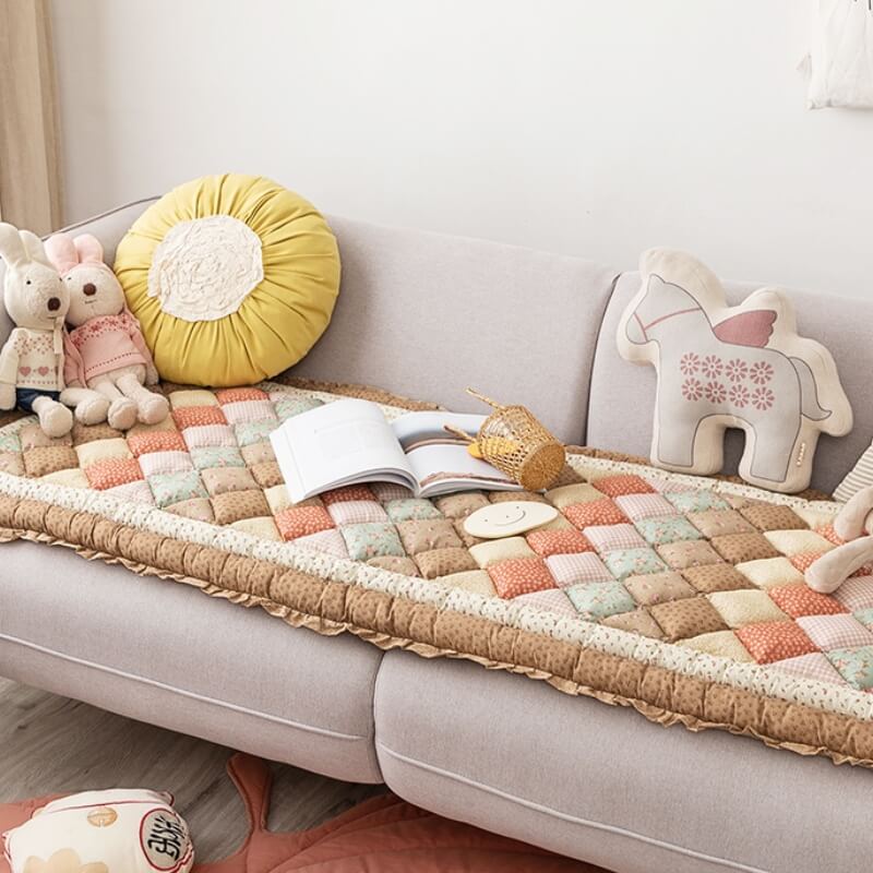 Floral Handmade Pure Cotton Protective Couch Cover - Image 8