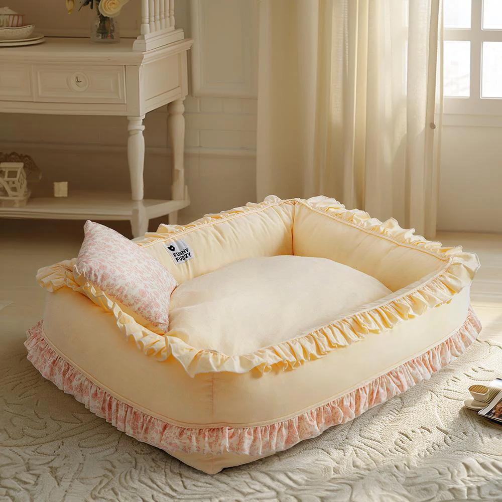 Floral Orthopaedic Dog Bed Calming Pet Bed with Pillow - Image 3