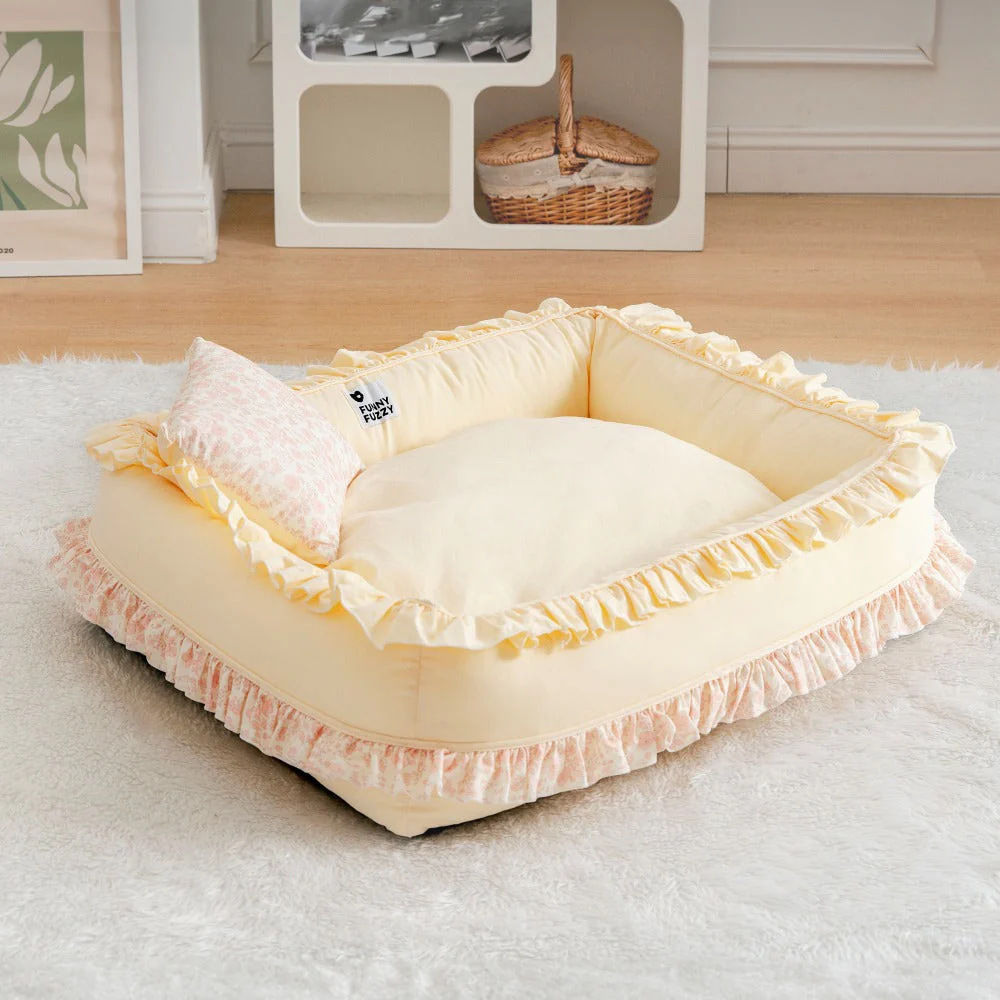 Floral Orthopaedic Dog Bed Calming Pet Bed with Pillow - Image 5