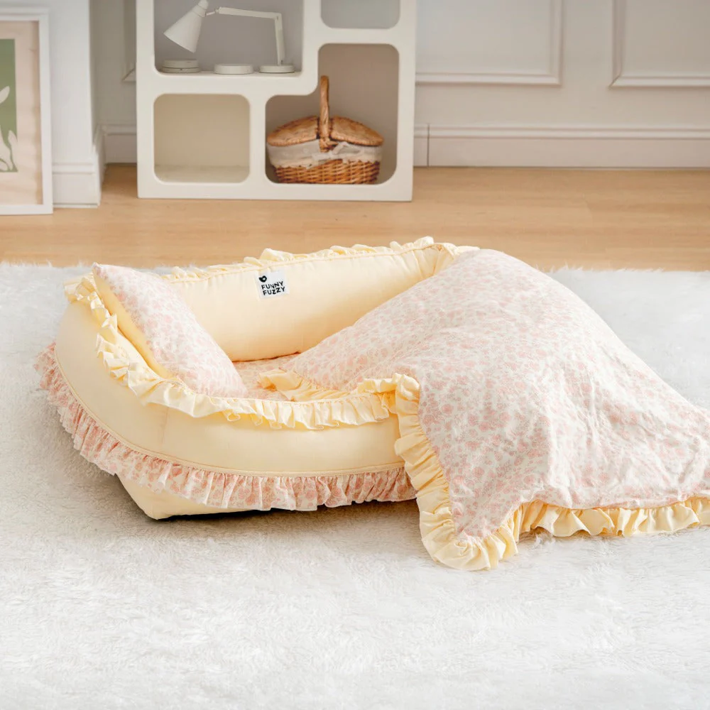 Floral Orthopaedic Dog Bed Calming Pet Bed with Pillow - Image 7