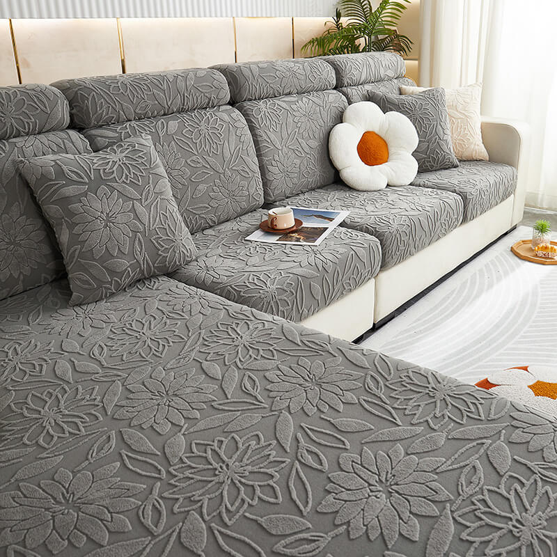 Floral Velvet Stretch Full Wrap Sofa Protector Couch Cover - Image 10