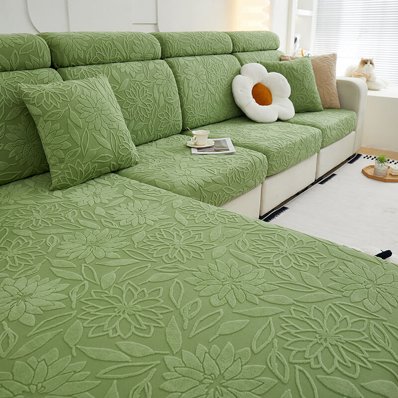 Floral Velvet Stretch Full Wrap Sofa Protector Couch Cover - Image 11