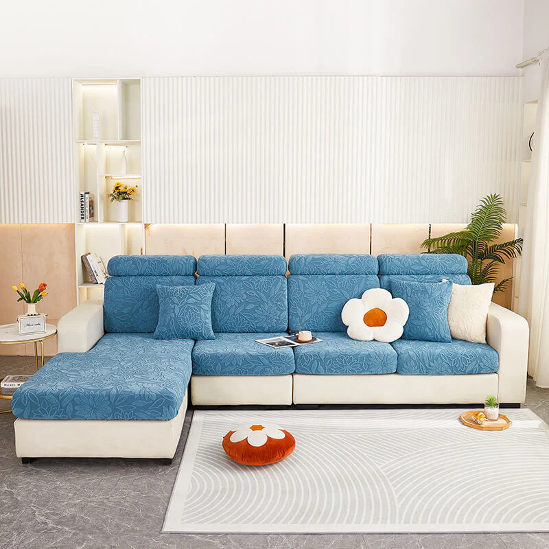 Floral Velvet Stretch Full Wrap Sofa Protector Couch Cover - Image 15