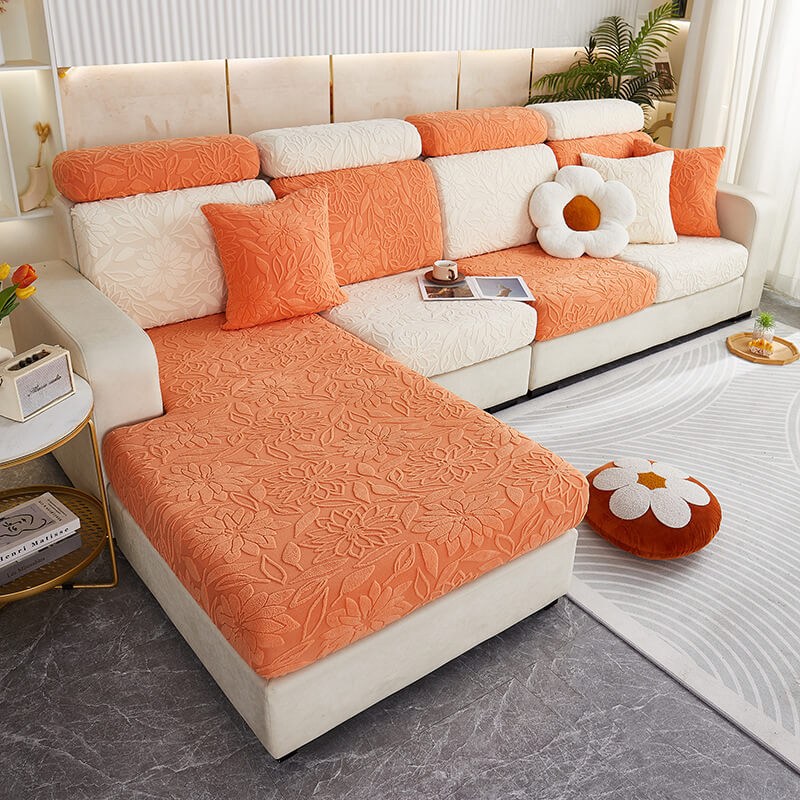 Floral Velvet Stretch Full Wrap Sofa Protector Couch Cover - Image 2