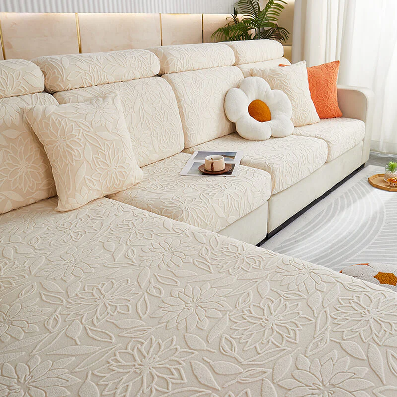 Floral Velvet Stretch Full Wrap Sofa Protector Couch Cover - Image 3